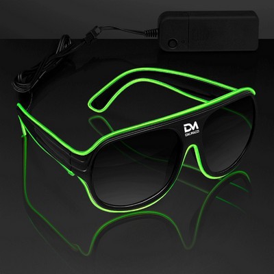 Green "Neon Look" Aviator EL Shades - PRINTED